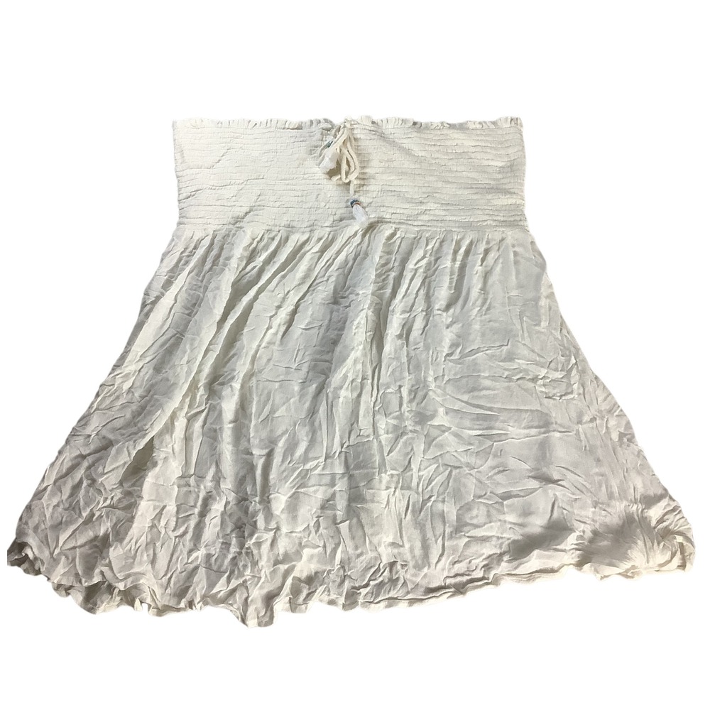 Joe Boxer Tube Top Women 1X/2X White Smocked Strapless Boho Beach Summer